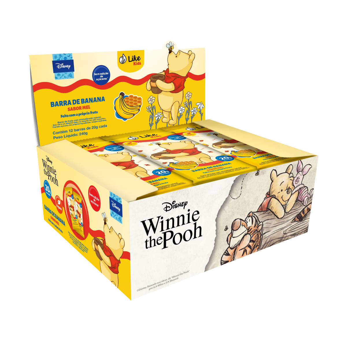 Barrinha de Banana Sem Açúcar Sabor Mel 20g - Like Kids