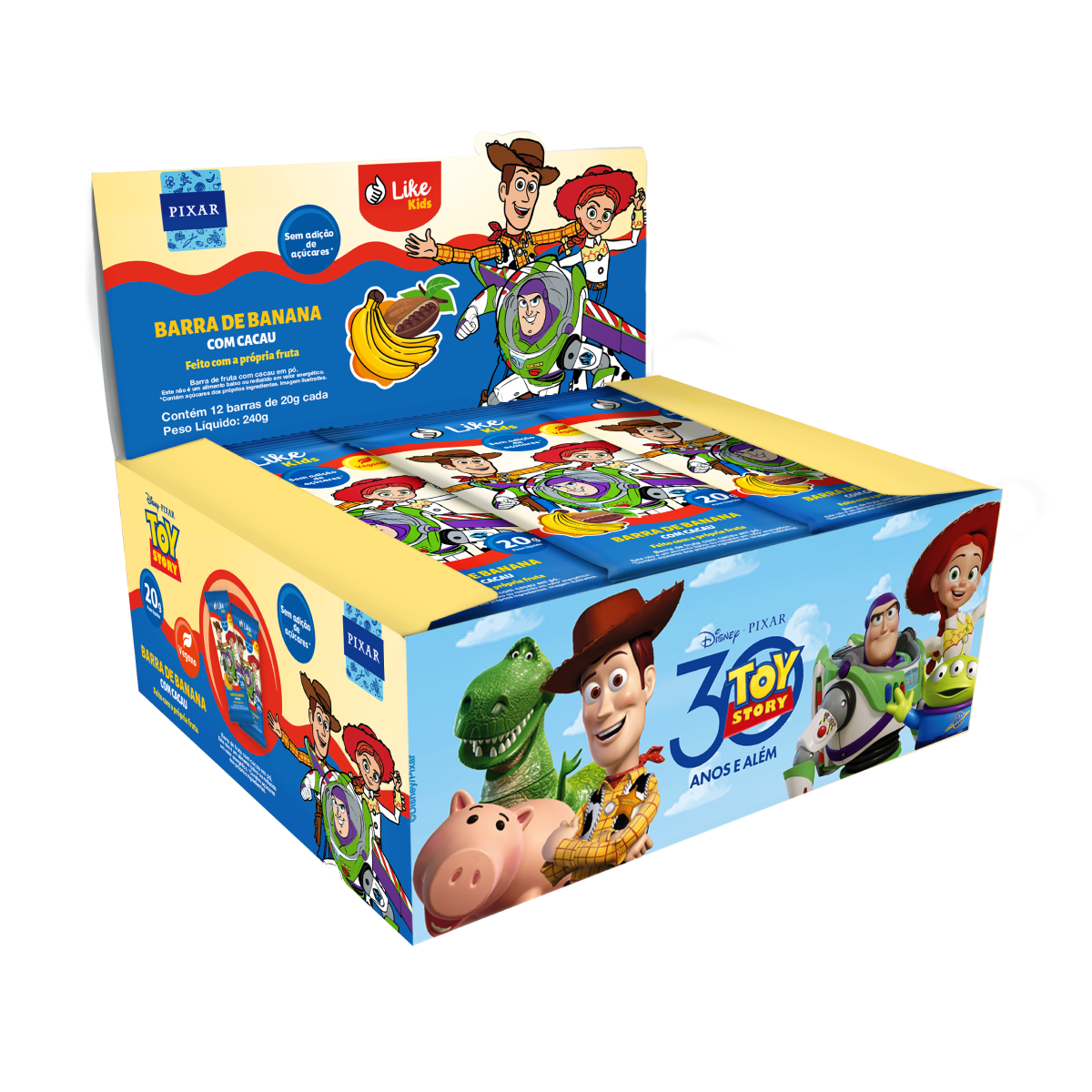 Barrinha de Banana Sem Açúcar Sabor Cacau 20g - Like Kids