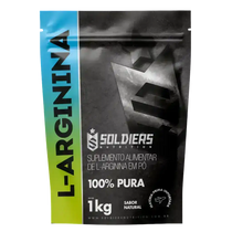 Embalagem de L-Arginina em pó, suplemento alimentar puro, 1kg, sabor natural.