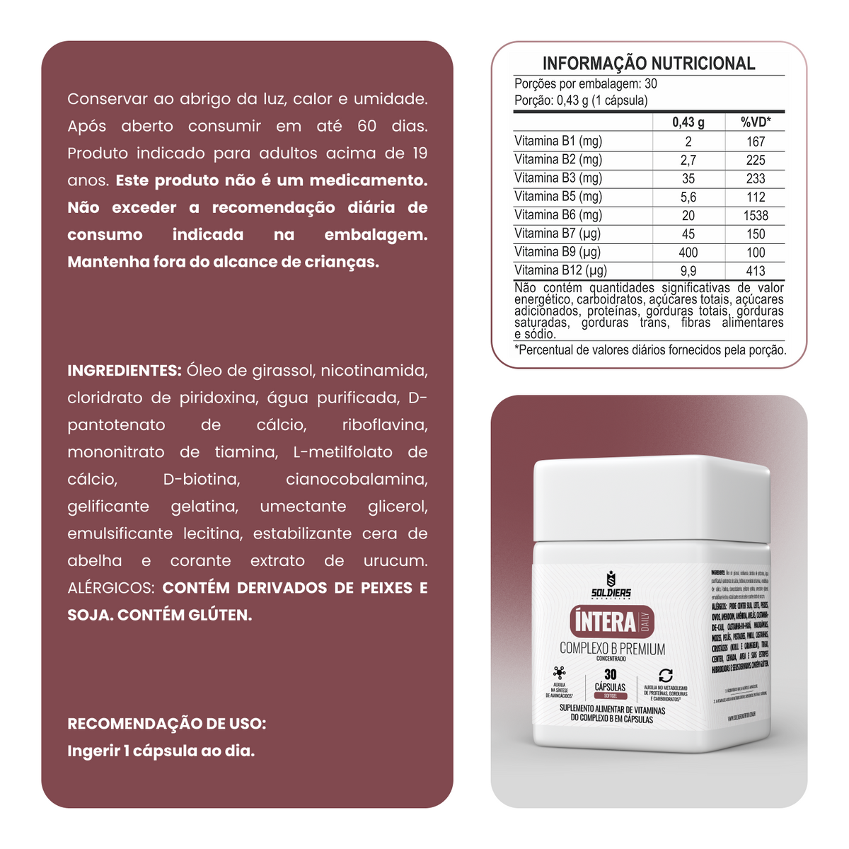Kit Multivitamínico AZ com Ômega 3 30 Caps + Complexo B 30 Caps - Íntera Daily