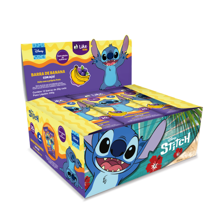 Barrinha de Banana 20g Sem Açúcar Sabor Açai 6un - Like Kids