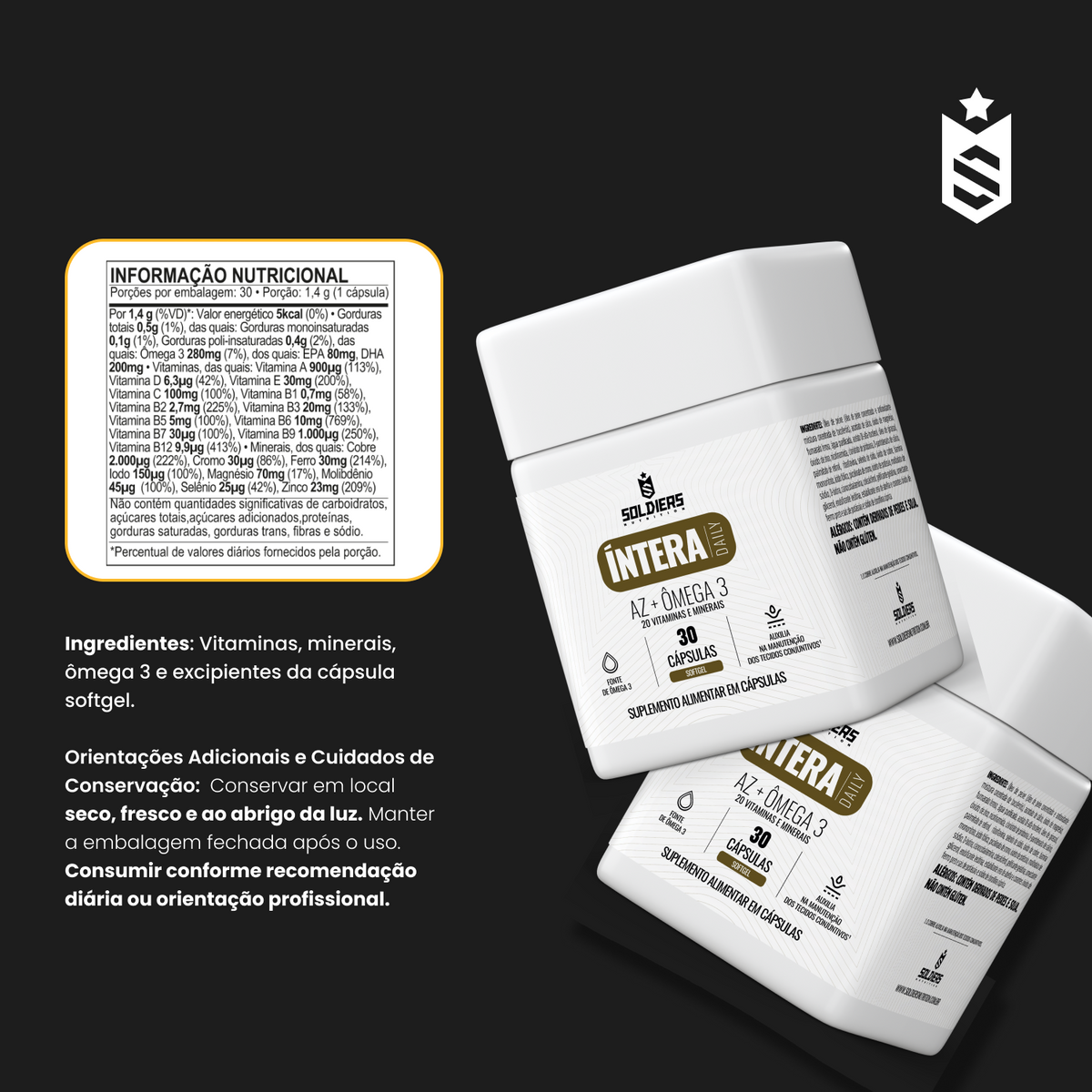 Multivitamínico AZ + Ômega 3 30 Cáps - Íntera Daily