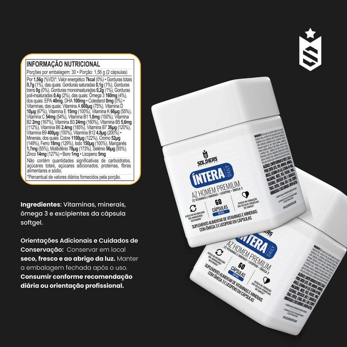 Multivitamínico AZ Homem Premium 60 Cáps - Íntera Daily
