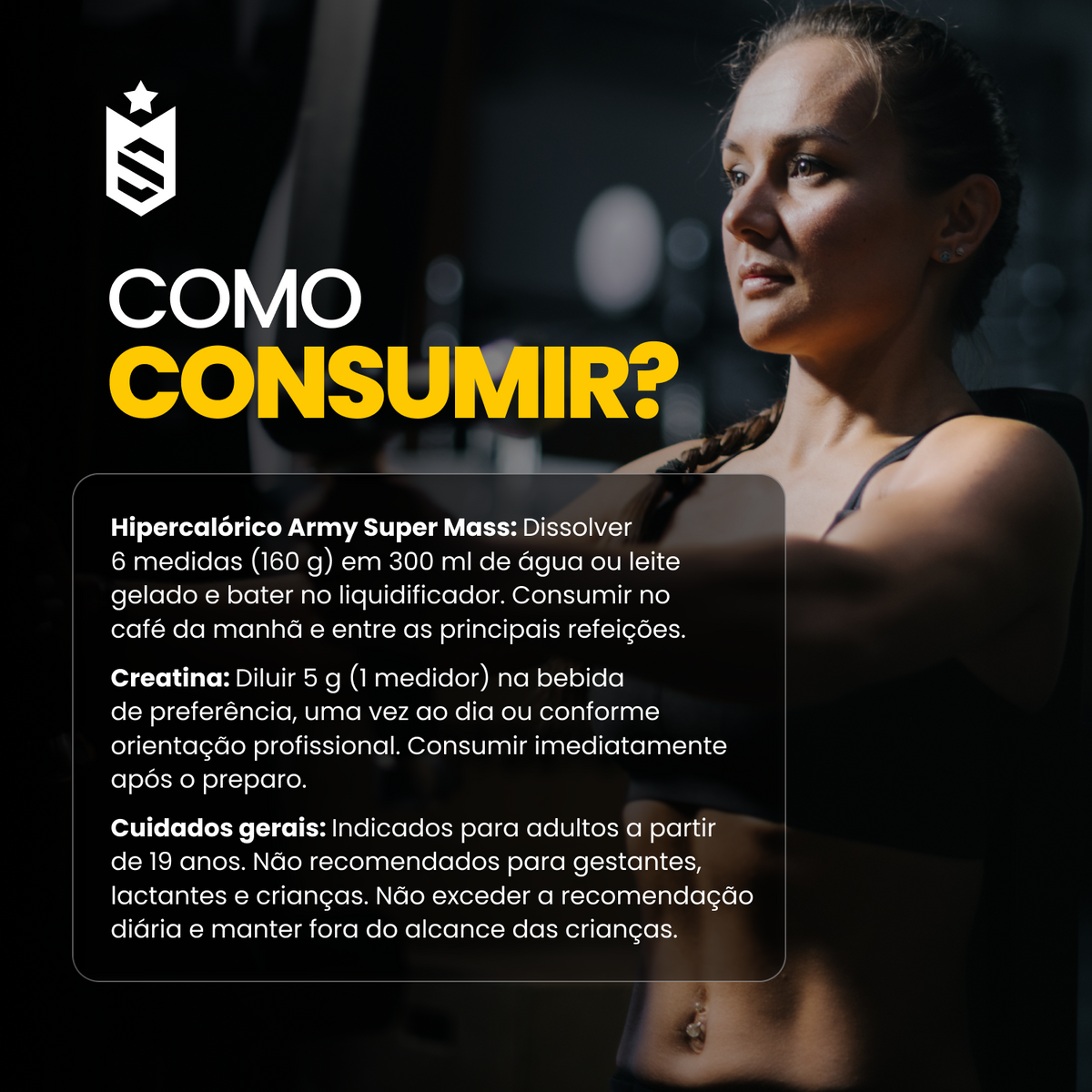 Kit Hipercalórico Army Super Mass 3kg + Creatina Monohidratada Pote 300g