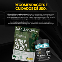 Kit Hipercalórico Army Super Mass 3kg + Creatina Monohidratada Pote 300g