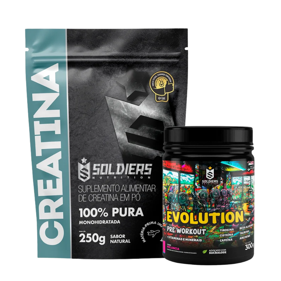 Kit Creatina Monohidrata + Pré Treino Evolution 300g