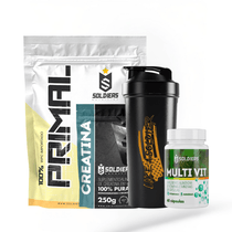 Kit Iniciante Whey Primal 1Kg + Creatina 250g + Multi Vita 60 Cáps + Coqueteleira 600ml