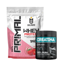 Kit Whey Protein Primal 1Kg + Creatina Monohidratada Pote 300g