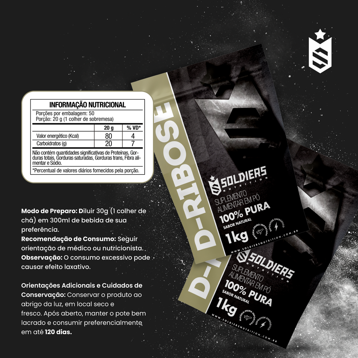 D - Ribose 100% Puro - 1Kg