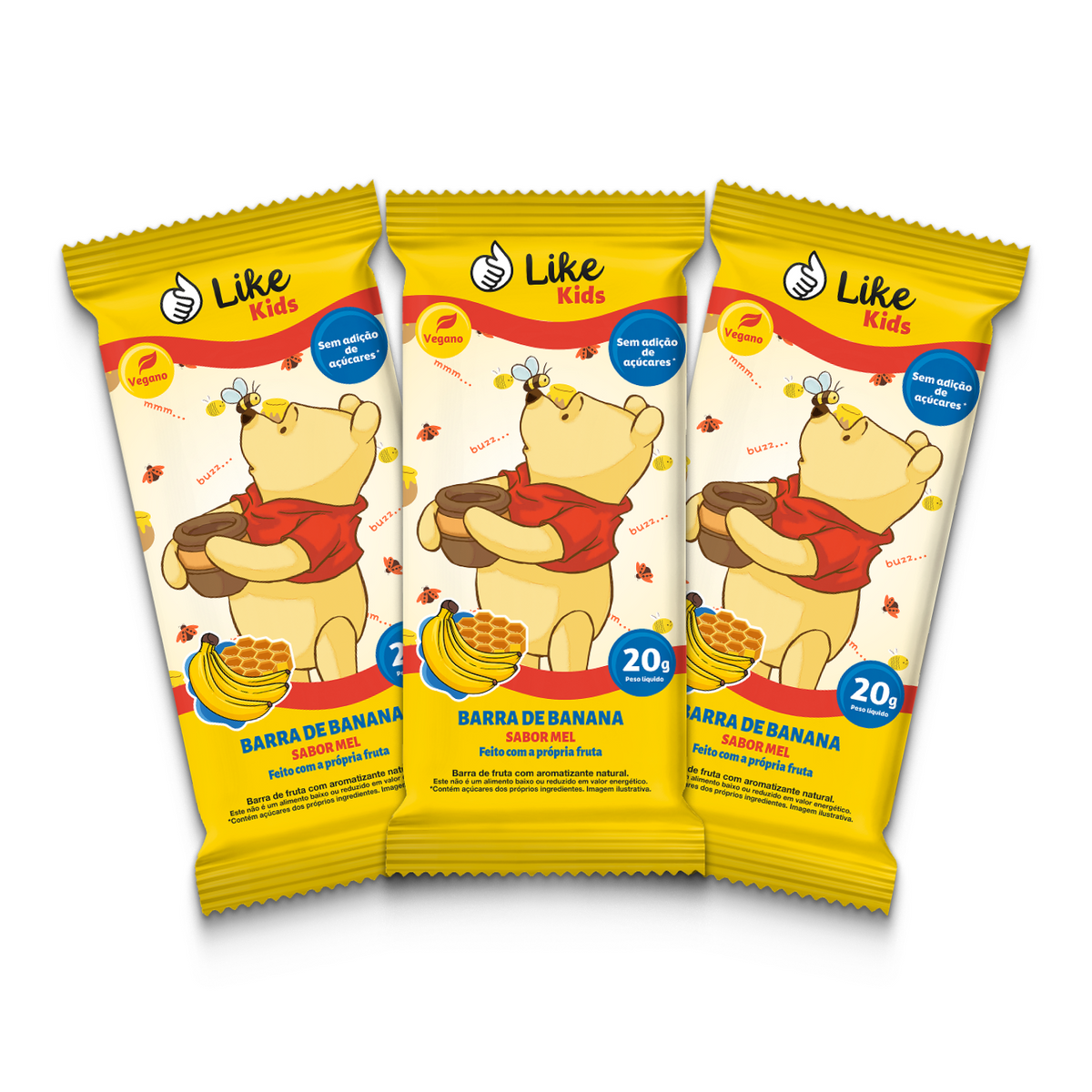 Barrinha de Banana Sem Açúcar Sabor Mel 20g - Like Kids