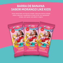 Barrinha de Banana Sem Açúcar Sabor Morango 20g - Like Kids