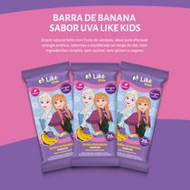 Barrinha de Banana Sem Açúcar Sabor Uva 20g  - Like Kids
