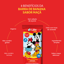 Barrinha de Banana 20g Sem Açúcar Sabor Maçã 12un - Like Kids