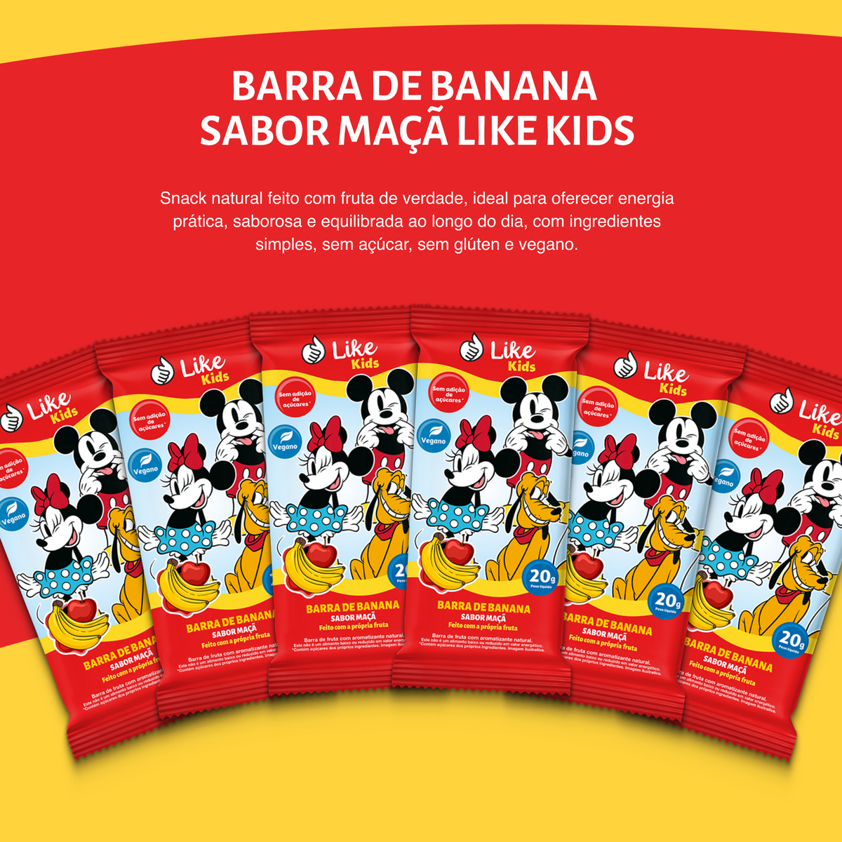 Barrinha de Banana 20g Sem Açúcar Sabor Maçã 6un - Like Kids