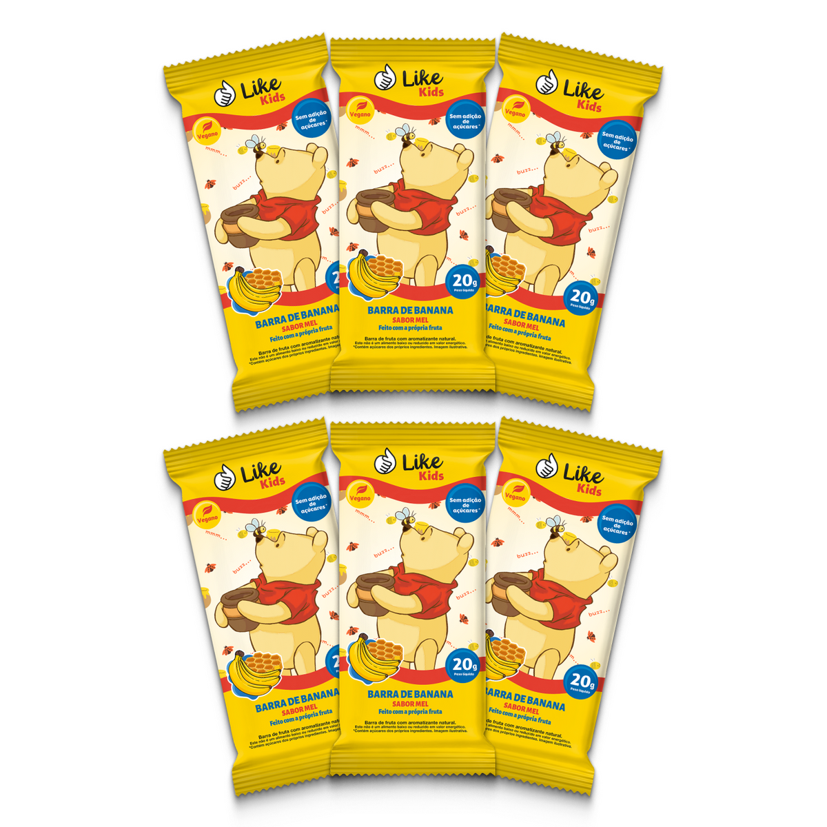 Barrinha de Banana Sem Açúcar Sabor Mel 20g - Like Kids
