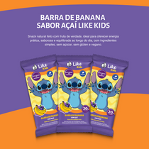 Barrinha de Banana Sem Açúcar Sabor Açaí 20g - Like Kids