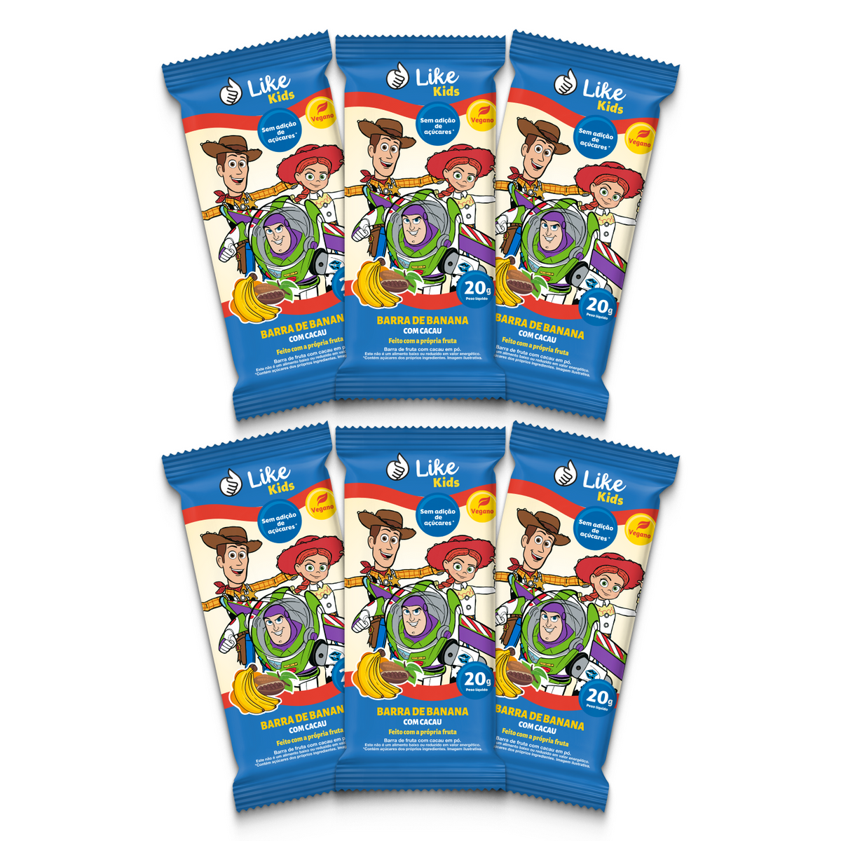 Barrinha de Banana Sem Açúcar Sabor Cacau 20g - Like Kids