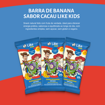 Barrinha de Banana Sem Açúcar Sabor Cacau 20g - Like Kids