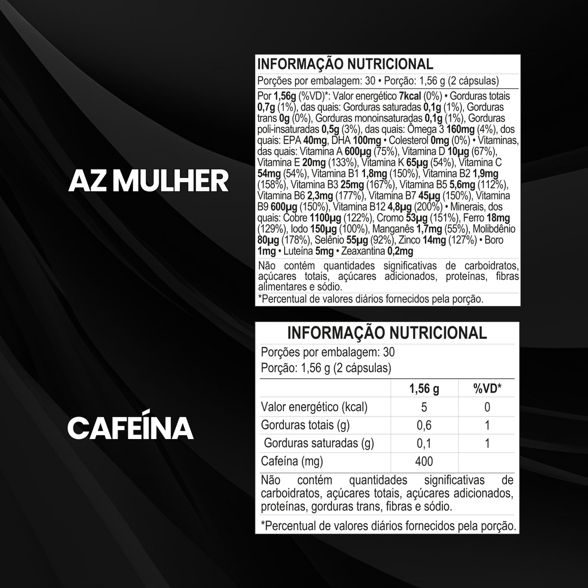 Kit AZ Mulher 60 Cáps + Cafeína 400mg 60 Cáps