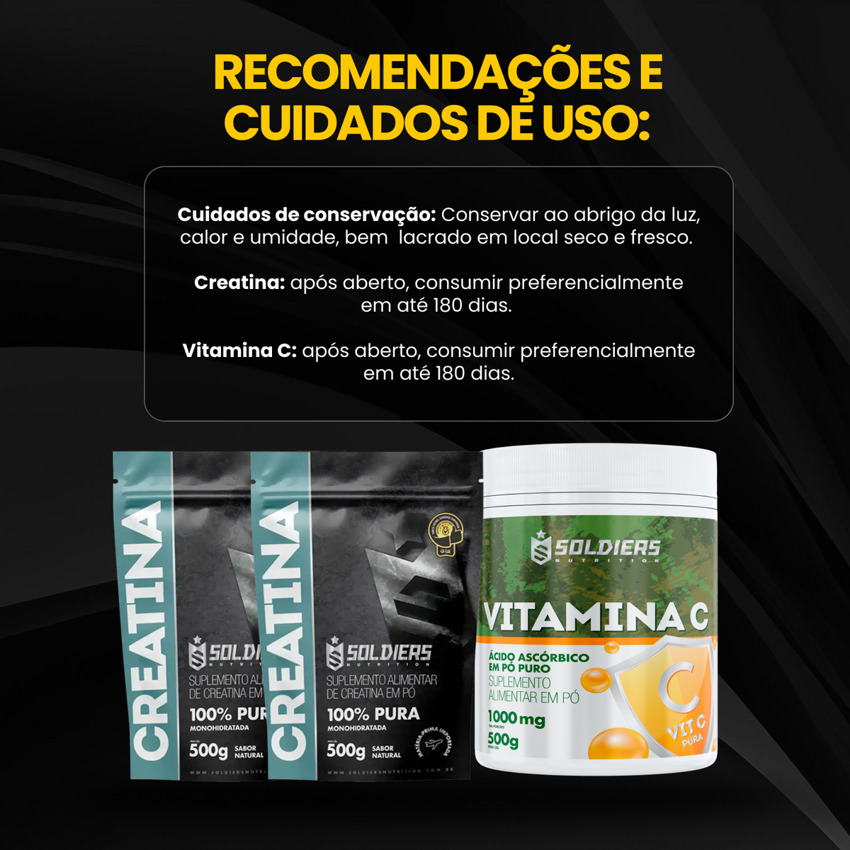 Kit Creatina Monohidratada 500g - 2 un + Vitamina C Em Pó 500g