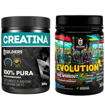 Kit Creatina Monohidrata + Pré Treino Evolution 300g