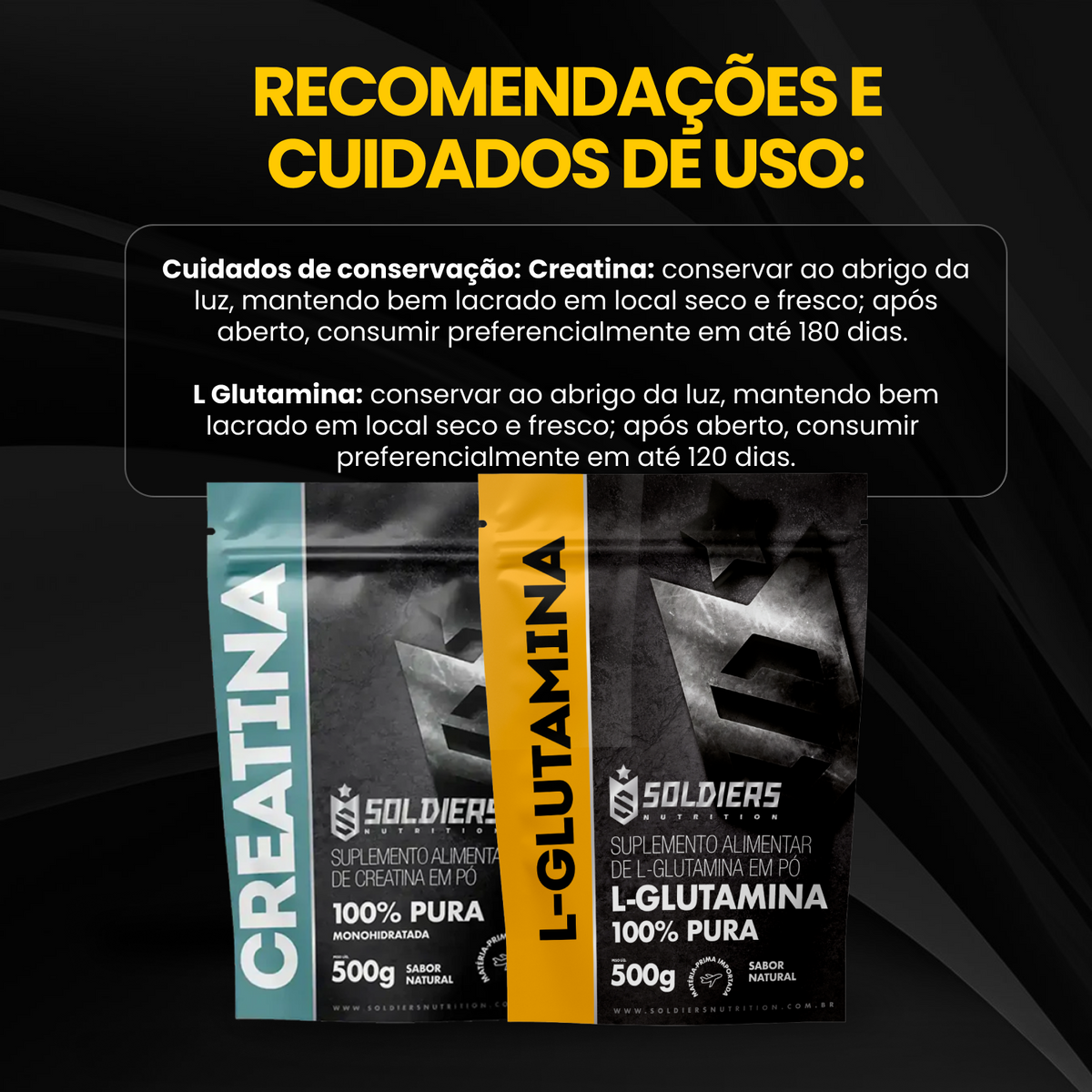 Kit Creatina Monohidratada 500g + L-Glutamina 500g