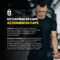 Kit Cafeína 400mg 60 Cáps + AZ Homem 60 Cáps