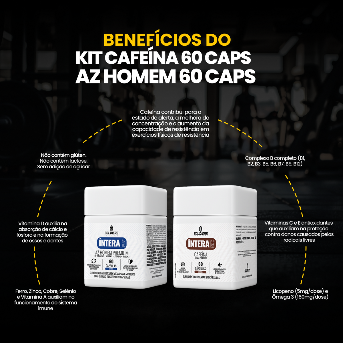 Kit Cafeína 400mg 60 Cáps + AZ Homem 60 Cáps