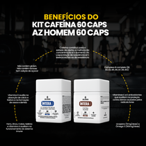 Kit Cafeína 400mg 60 Cáps + AZ Homem 60 Cáps