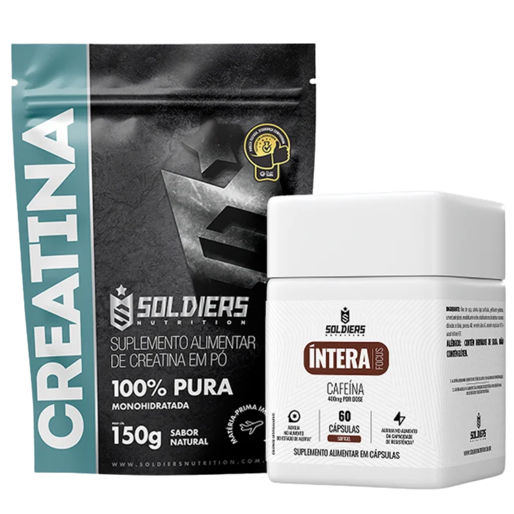 Kit Creatina Monohidratada 150g + Cafeína 400mg 60 Cáps