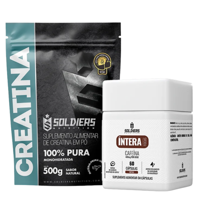 Kit Creatina Monohidratada 500g + Cafeína 400mg 60 Cáps