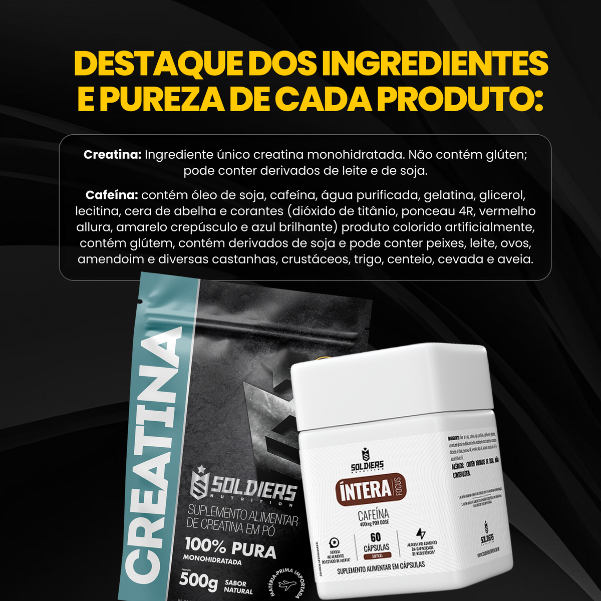 Kit Creatina Monohidratada 500g + Cafeína 400mg 60 Cáps