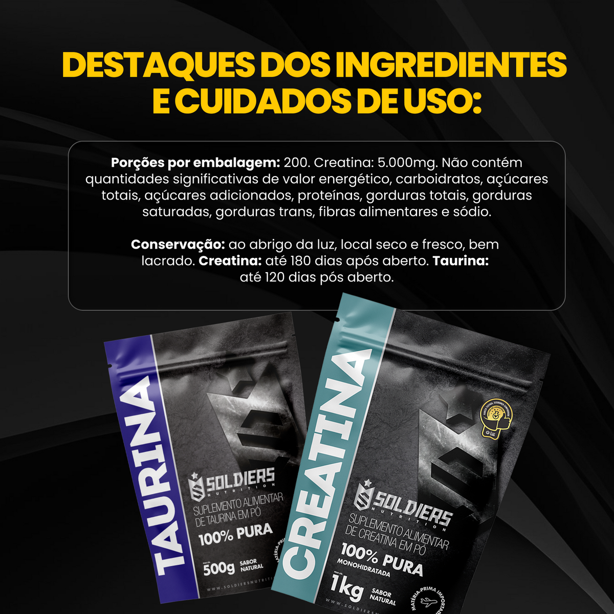 Kit Creatina Monohidratada 1Kg + Taurina 500g
