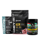 Kit Whey Core 900g Baunilha + Pré-Treino Evoluition 300g Uva Verde com Melão + Creatina 150g 2