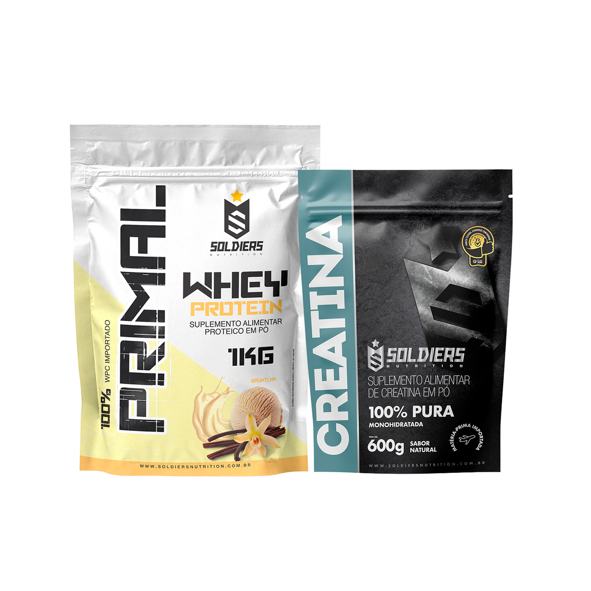 Kit Whey Protein Primal 1kg + Creatina Monohidratada 600g