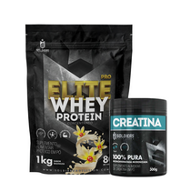 Kit Whey Protein Elite Pro 1kg + Creatina Monohidratada Pote 300g