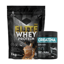 Kit Whey Protein Elite Pro 1kg + Creatina Monohidratada Pote 300g