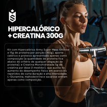Kit Hipercalórico Army Super Mass 3kg + Creatina Monohidratada Pote 300g