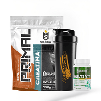 Kit Iniciante Whey Primal 1Kg + Creatina 250g + Multi Vita 60 Cáps + Coqueteleira 600ml