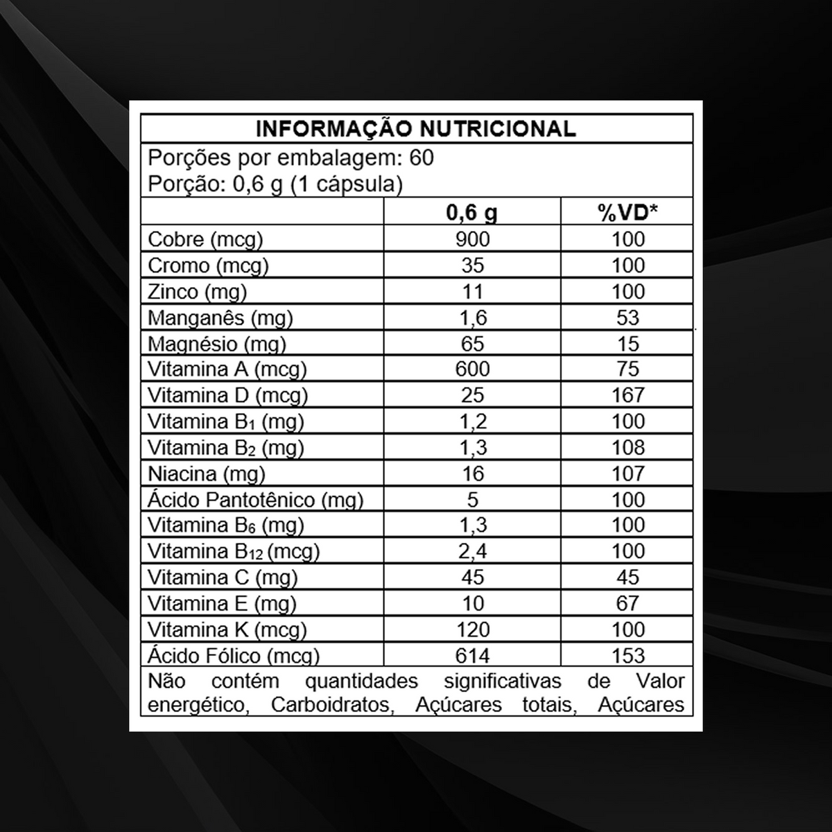 Multivitamínico 12 Vitaminas e 5 Minerais - 60 Cáps