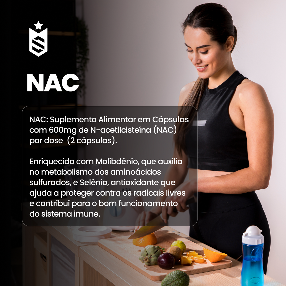 NAC N-Acetil L-Cisteína Selênio + Molibdênio 60 Cáps