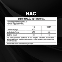 NAC N-Acetil L-Cisteína Selênio + Molibdênio 60 Cáps