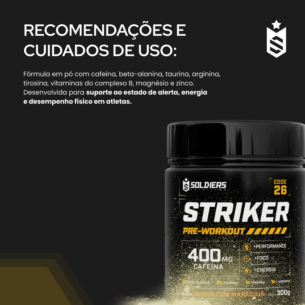 Pré-Treino Striker Cafeína 400mg - 300g