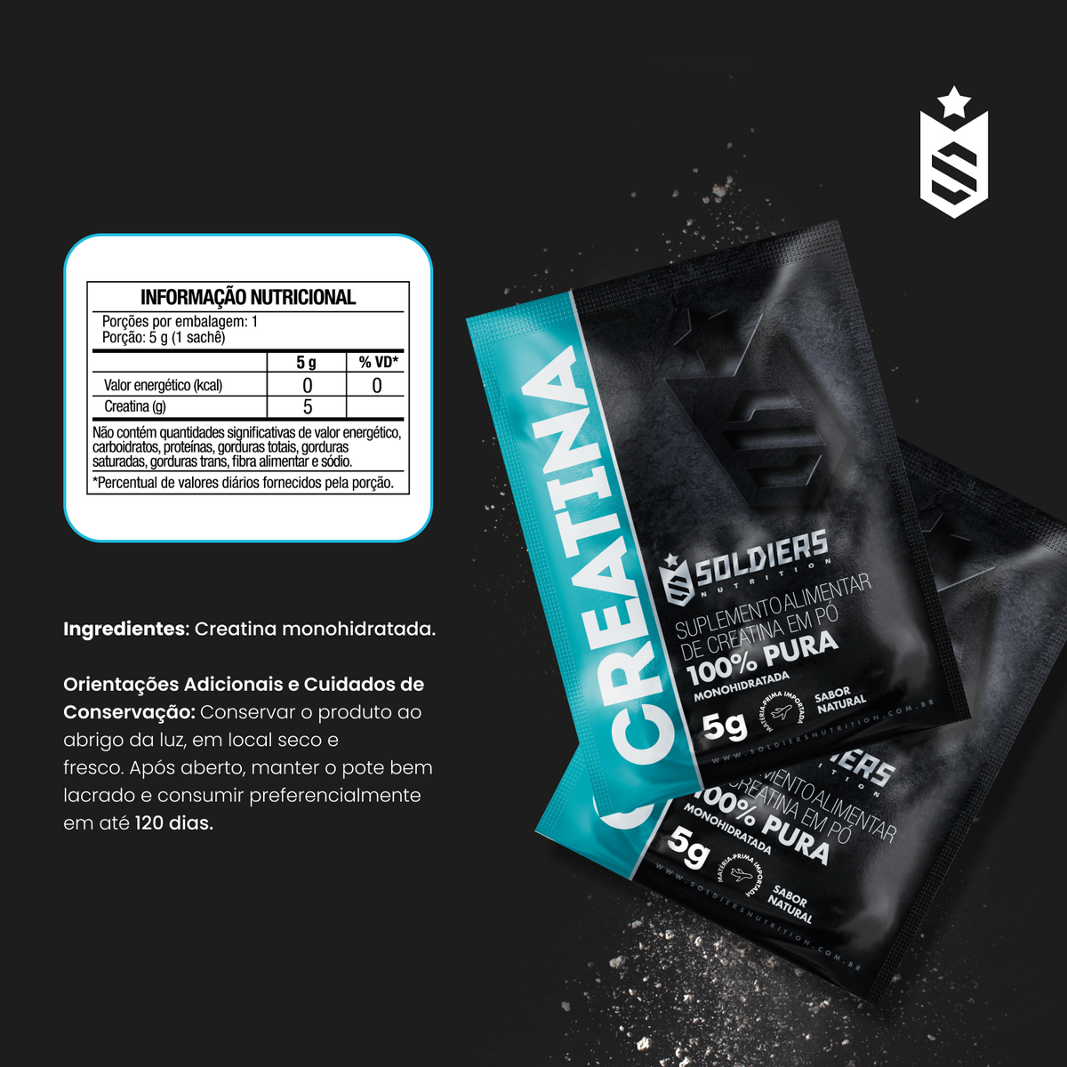 Creatina Monohidratada 100% Pura Sachês 5g - 30Un