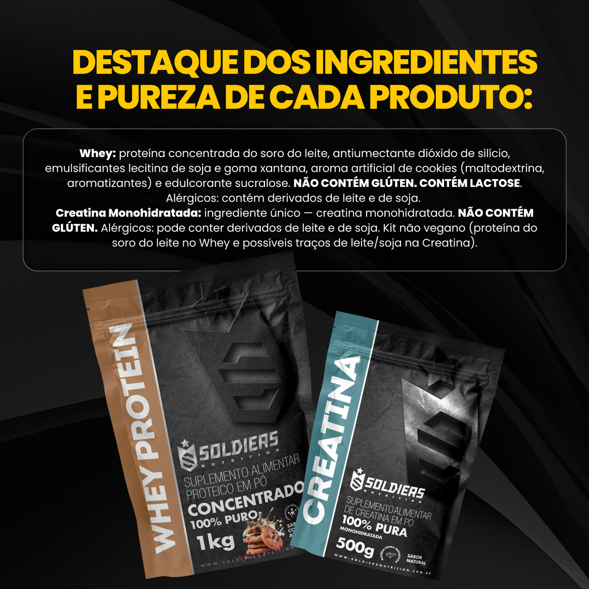 Kit Whey Protein Concentrado 1Kg + Creatina Monohidratada 500g