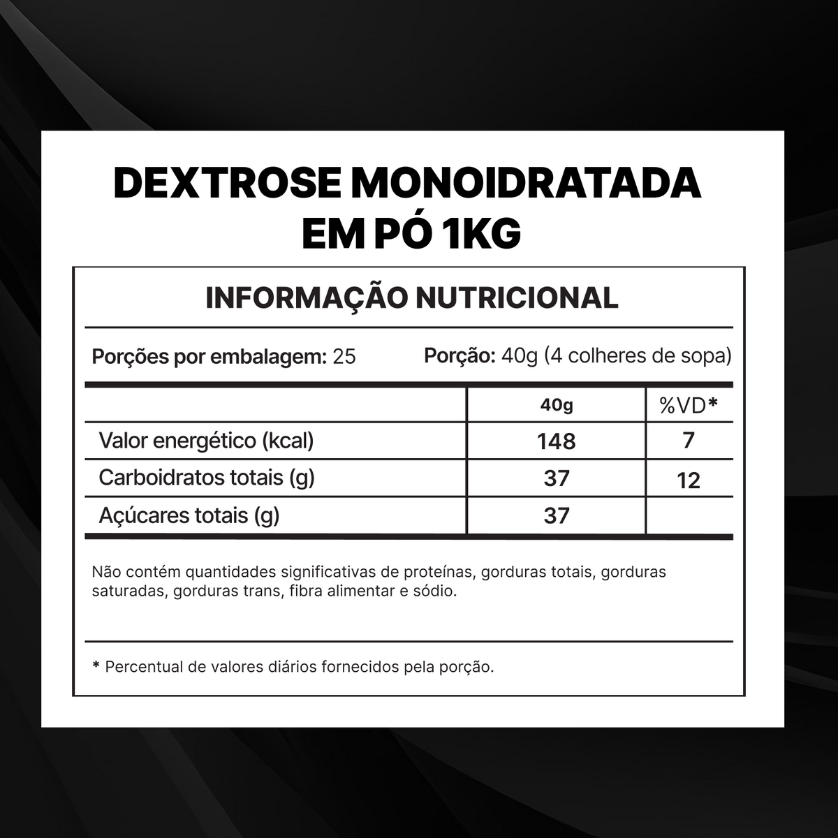 Dextrose 100% Puro - 1Kg